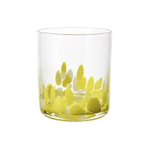 Drinker Glass - Dot - Clear/Yellow - Ø8 x 9 cm - www.frokenfraken.se