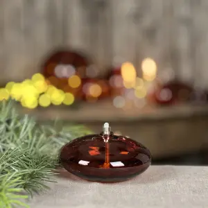 Oljelampe S - Glass - Rund Platt Ellips - Mørk rav - Ø10 cm - www.frokenfraken.se