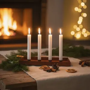 Lysstake - Lysebrett for 4 lys - Rust - 35 x 15 cm - www.frokenfraken.se