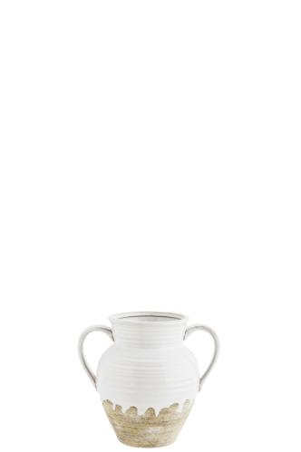 Vase med håndtak - Hvit - 18 x 22 cm - www.frokenfraken.se
