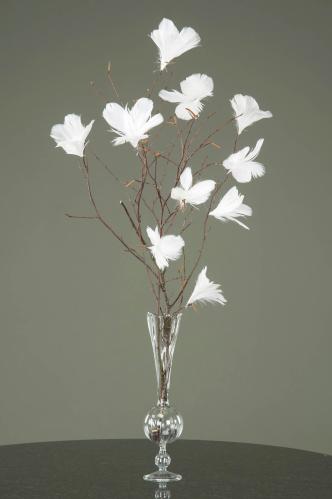 Fjær - Fjærblomster på tråd - Hvit - 12-pakning - www.frokenfraken.se