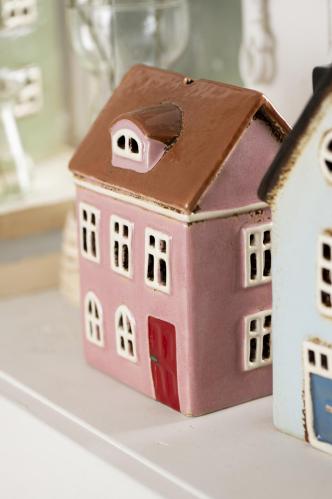 Lyslykt - Hus - Nyhavn - Rosa - 15,5 cm - www.frokenfraken.se