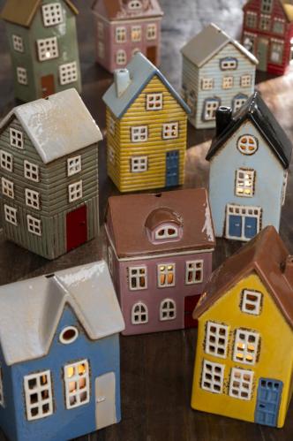 Lyslykt - Hus - Nyhavn - Rosa - 15,5 cm - www.frokenfraken.se