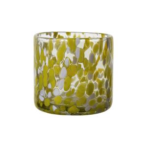 Varmelystholder - Dot - Gul - Ø9 x 9 cm - www.frokenfraken.se