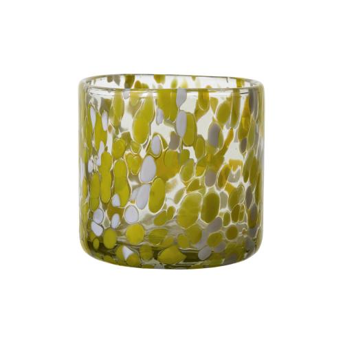 Varmelystholder - Dot - Gul - Ø9 x 9 cm - www.frokenfraken.se