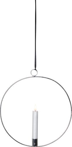 Hengende lyssirkel - Sølv - Batteridrevet flammeffektlys - 30 cm - www.frokenfraken.se