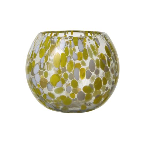 Varmelystholder - Dot - Gul - Ø13 x 10 cm - www.frokenfraken.se