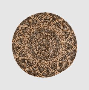 Teppe - Boho - Rund - Jute/Svart - Mønstret - Ø90 cm - www.frokenfraken.se