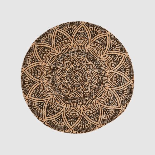Teppe - Boho - Rund - Jute/Svart - Mønstret - Ø90 cm - www.frokenfraken.se