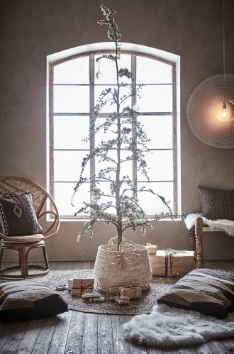 Teppe - Boho - Rund - Jute/Svart - Mønstret - Ø90 cm - www.frokenfraken.se