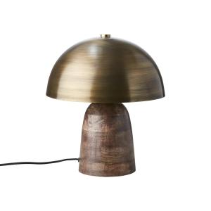 Bordslampe - Messingfarget med trebase - Ø31 x 38 cm - www.frokenfraken.se