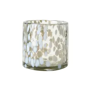 Varmelysholder - Dot - Hvit/Isblå - Ø9 x 9 cm - www.frokenfraken.se