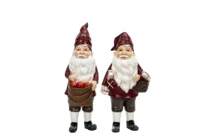 Tomtar med julegaver og epler - 15 cm - 2-pakning - www.frokenfraken.se
