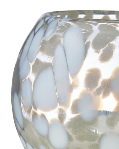 Varmelysholder - Dot - Hvit/Isblå - Ø10 x 8 cm - www.frokenfraken.se