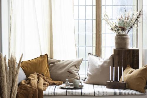 Kuddfodral - Linne - Cognac - 50 x 50 cm - www.frokenfraken.se