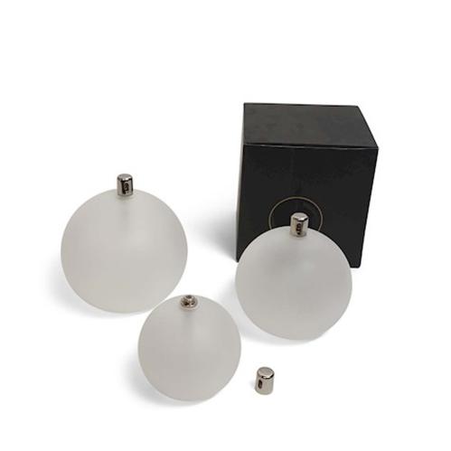 Oljelampe - Frostet Glass - Rund Kule - Sølv - Ø13 cm - www.frokenfraken.se