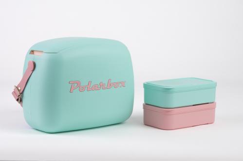 Polarbox Kjølebag - 2 matbokser - Retro - Turkis - 6 Liter - www.frokenfraken.se