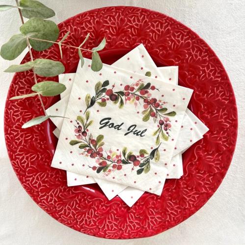 Servietter - God Jul Krans - 20-pakning - 33 x 33 cm - www.frokenfraken.se