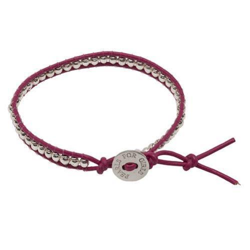 Armbånd - 'Rosa bånd med sølvkuler' - www.frokenfraken.se
