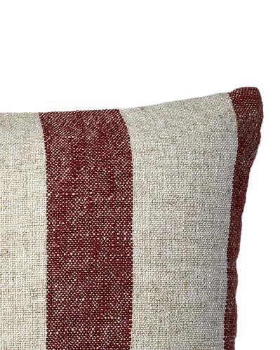 Putetrekk - Stripet Rød/Natur - 50 x 50 cm - www.frokenfraken.se