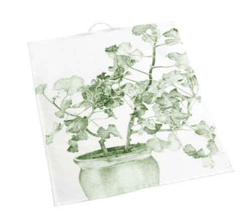 Kjøkkenhåndkle - Grønn Pelargon - 47 x 60 cm - www.frokenfraken.se