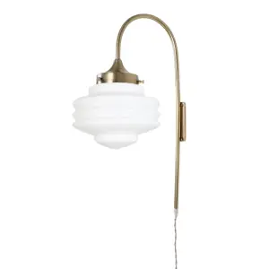 Vägglampa Rundad - Valter - Mässing/Vit - Ø20 x H56 x D31 cm - www.frokenfraken.se