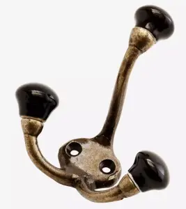 Krok med 3 svarte porslinsknapper - 8 cm - www.frokenfraken.se