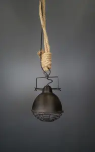 Taklampe - Industri med tau & gitter - Ø23 cm - www.frokenfraken.se