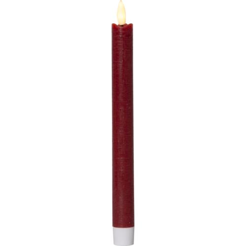 Batterilys - Rød - Kronelys/Antikklys - Flamme - 2 stk - 24,5 cm - Timer - www.frokenfraken.se