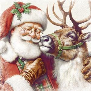 Servietter - Santa's Best Friend Cream - 20 st/33 x 33 cm - www.frokenfraken.se