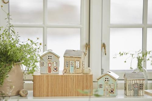 Lyslykt - Hus - LØKKEN - Beige - 10cm - www.frokenfraken.se