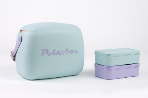 Polarbox Kjølebag - 2 matbokser - Retro - Lyseblå - 6 Liter - www.frokenfraken.se