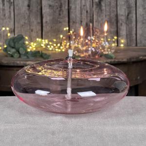 Oljelampe XL - Glass - Rund Platt Ellips - Rosa - Ø18 cm - www.frokenfraken.se