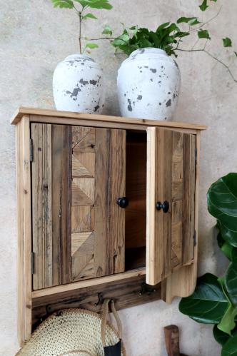 Veggskap med kroker – Tre – 48 x 42 x 16 cm - 2-pakning - www.frokenfraken.se