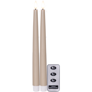 Batterilys - Antikklys - Flamme - Beige - 2 stk - www.frokenfraken.se