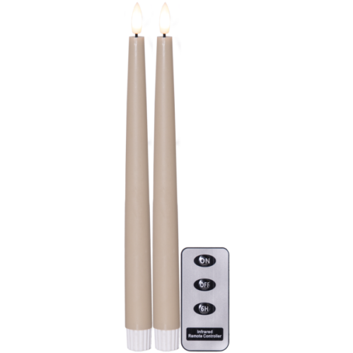 Batterilys - Antikklys - Flamme - Beige - 2 stk - www.frokenfraken.se