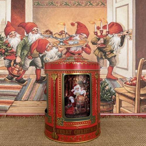 Speldosa - Burk i plåt - Tomte - 16 x 12 cm - www.frokenfraken.se