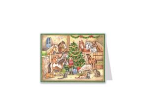 Dobbelt kort/Adventskalender – Stall – 15 x 11 cm - www.frokenfraken.se