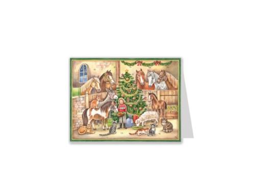 Dobbelt kort/Adventskalender – Stall – 15 x 11 cm - www.frokenfraken.se
