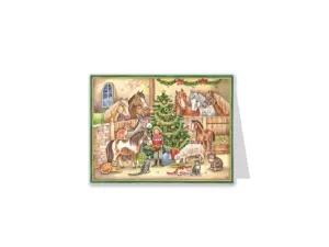 Dobbelt kort/Adventskalender – Stall – 15 x 11 cm - www.frokenfraken.se