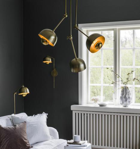 Taklampe - Brighton 3-armet - Messing - 65 x 62 cm - www.frokenfraken.se