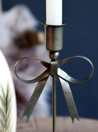 Lysestake med sløyfe – Jern – 27 cm - www.frokenfraken.se