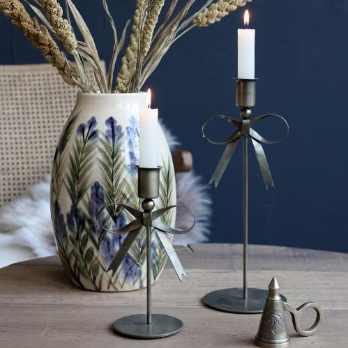 Lysestake med sløyfe – Jern – 27 cm - www.frokenfraken.se