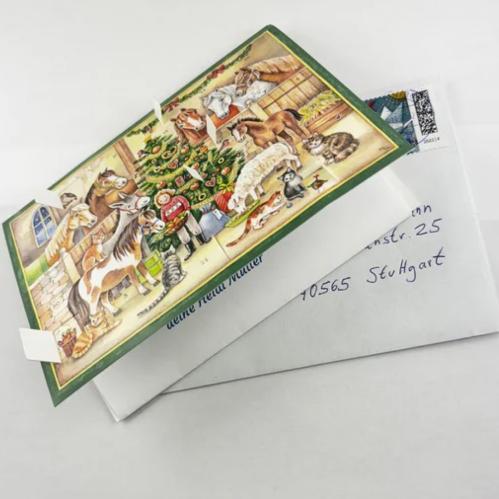 Dobbelt kort/Adventskalender – Stall – 15 x 11 cm - www.frokenfraken.se
