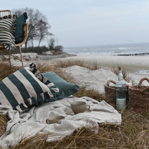 Kuddfodral - Volang Brun Blokk Stripe - 45 x 45 cm - www.frokenfraken.se