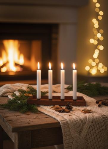 Lysstake - Lysebrett for 4 lys - Rust - 35 x 15 cm - www.frokenfraken.se