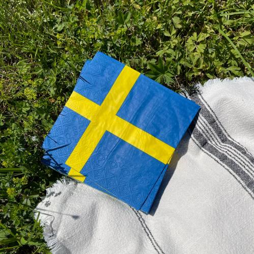 Serviett - Sveriges flagg - 33 x 33 cm - www.frokenfraken.se