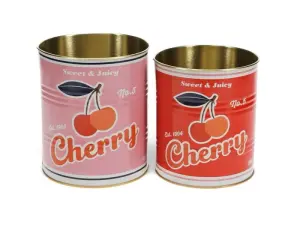 Plåtbøtte - Boks i metall - Retro - Cherry - 2 størrelser - www.frokenfraken.se