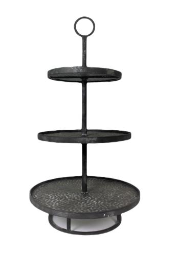 Trevåningsfat Svart - Metall - H: 82 cm - www.frokenfraken.se