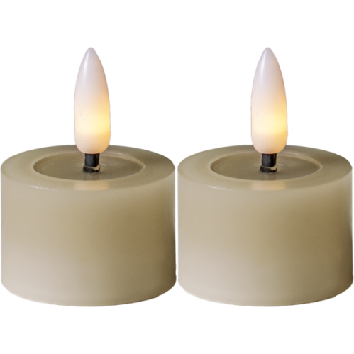Batterilys - Beige - LED Votivlys - 5 cm - Flamme Flow - 2 stk - www.frokenfraken.se
